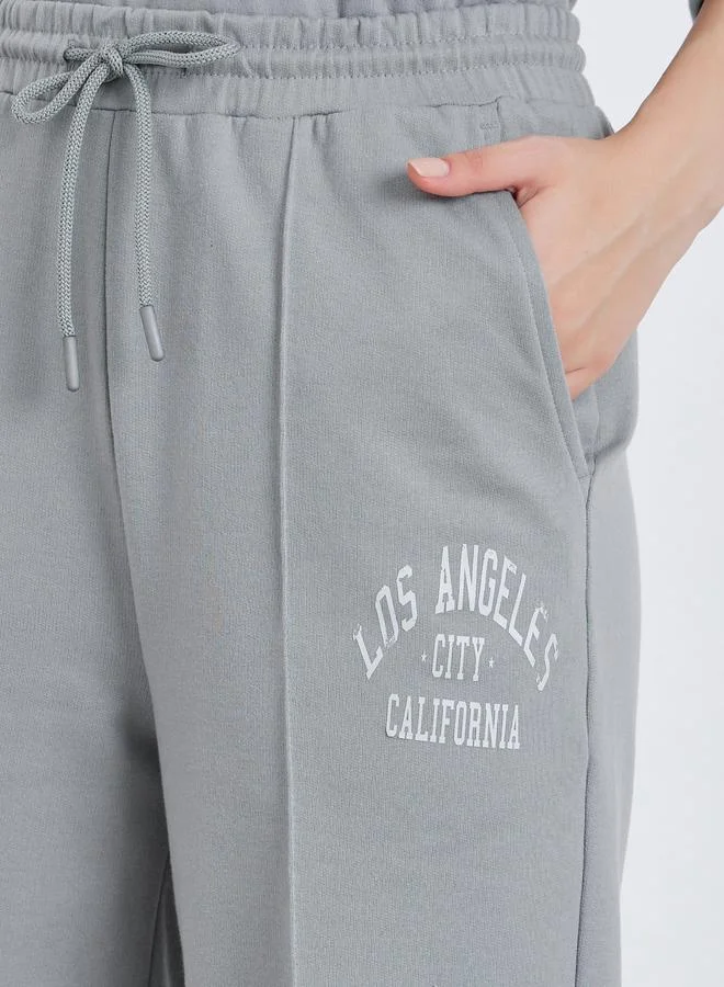 Styli Women Grey Tapered Joggers with Drawstring